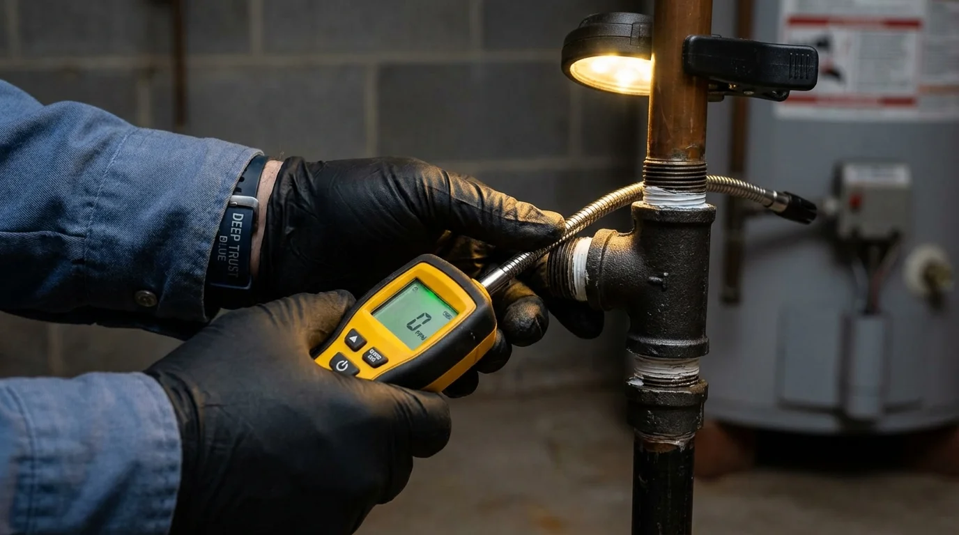 Gas leak detection with electronic sniffer by Johns Plumbing LLC in Prudenville