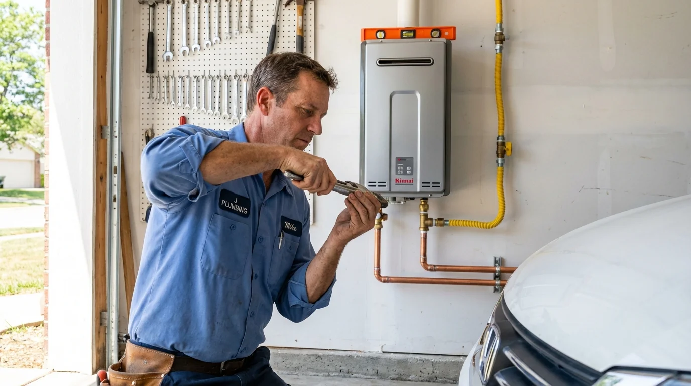 Tankless water heater installation by a Johns Plumbing LLC plumber in Prudenville